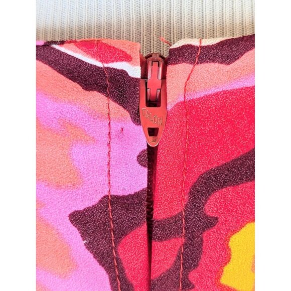 Vintage 60s Pink & Yellow Paisley Shift Dress Size M Womens Mod Midi Go-Go Shift - Picture 7 of 10